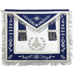 Master Mason Blue Lodge Apron - Royal Blue with Silver Fringe