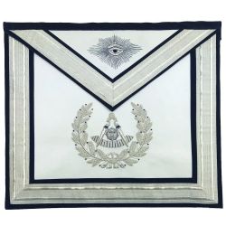 Past Master Blue Lodge Apron - Silver Handmade Embroidery