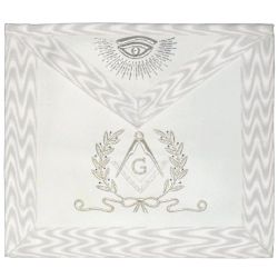 Master Mason Blue Lodge Apron - White Hand Embroidered