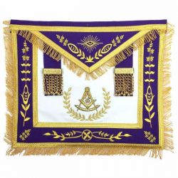 Past Master Blue Lodge Apron - White & Purple with Gold Fringe