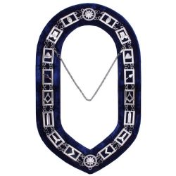 Blue Lodge Chain Collar - Silver Plated